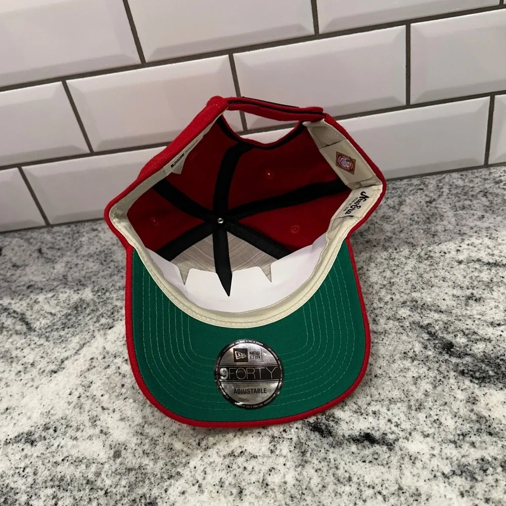 Fear of God Mens OSFM 9FORTY Strapback Hat Red FG‎ Logo Wool Blend Streetwear